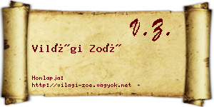 Világi Zoé névjegykártya